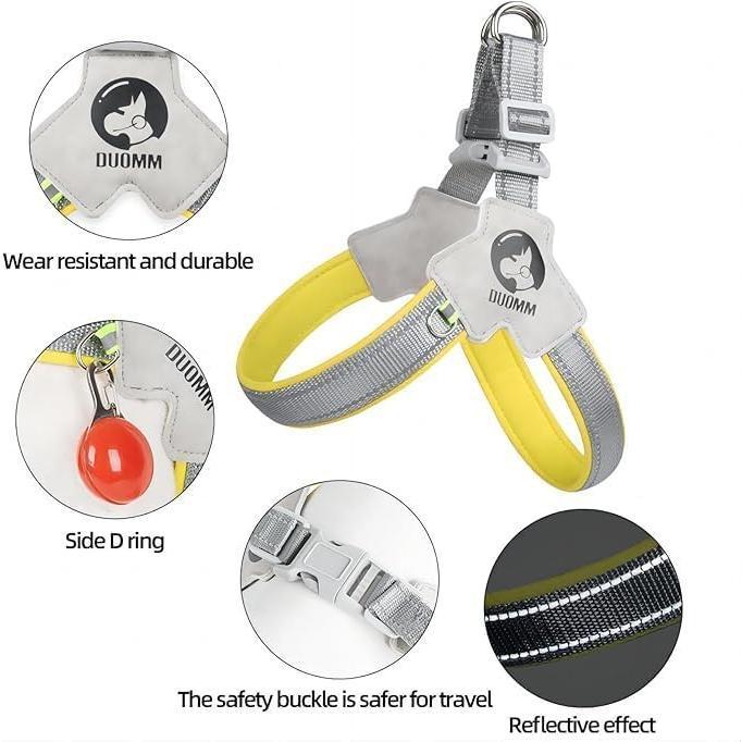 Pet Dog Harness, Pet Harness With LeashSet, Adjustable Puppy Harness ComfortableReflective Easy Control Dog With Leather Leash,.No-Pull No Choke Pet Harness For TrainingWalking